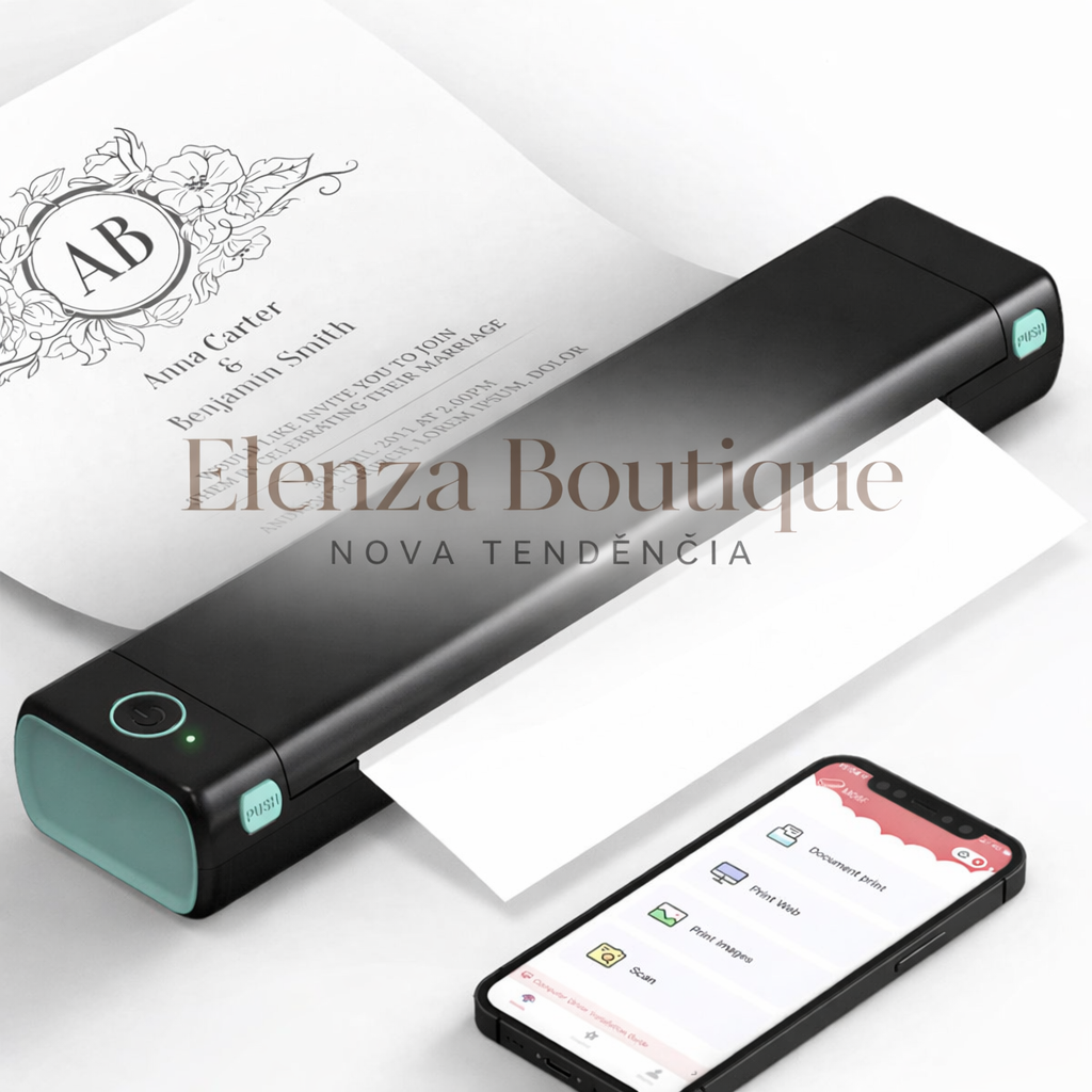 Mini impresora portátil Elenza PrintGo™ con Bluetooth y alta definición, sin cartucho