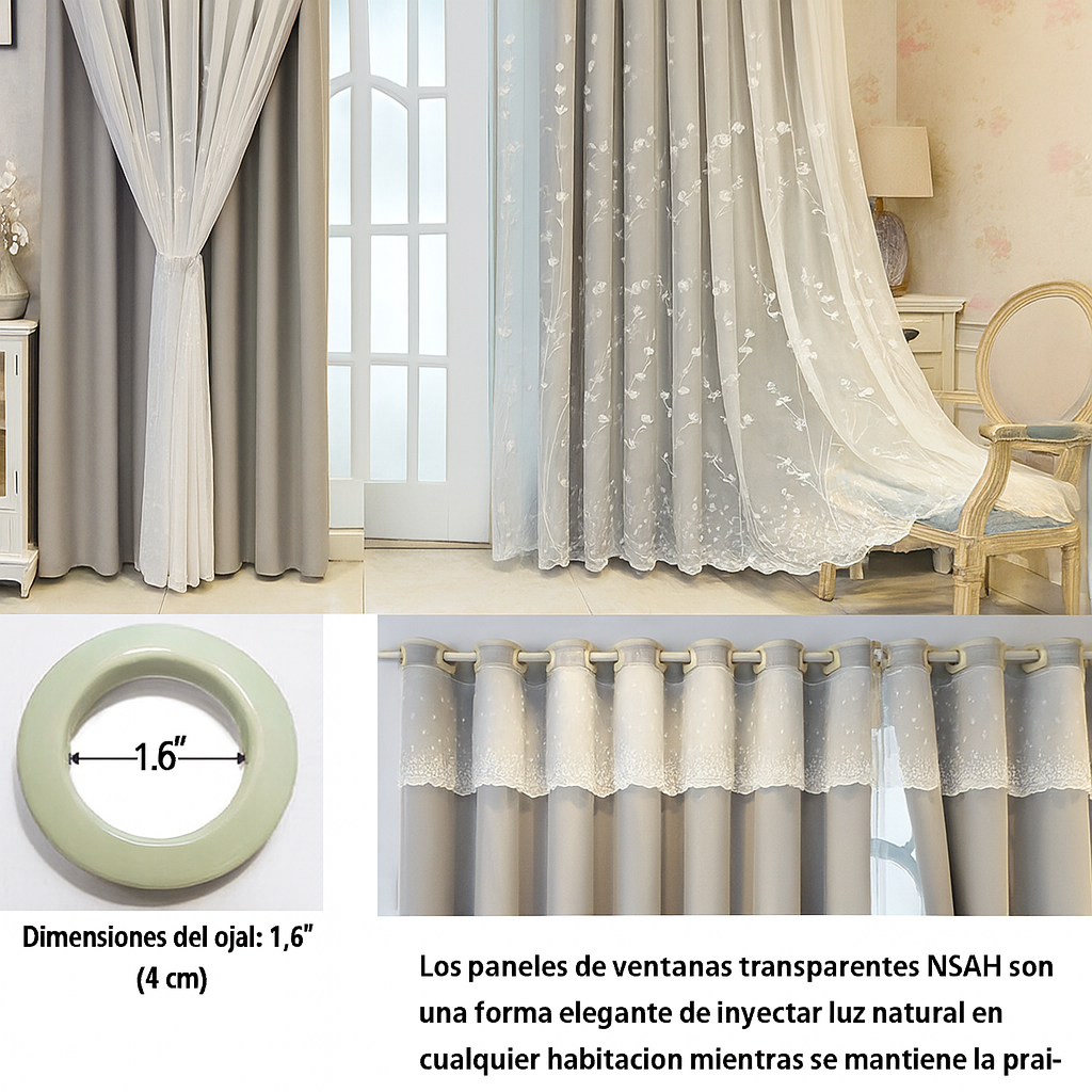 Promo 2x1: Cortina Blackout Royal de Doble Capa con Aislamiento Térmico y Estilo Europeo + Barras de REGALO