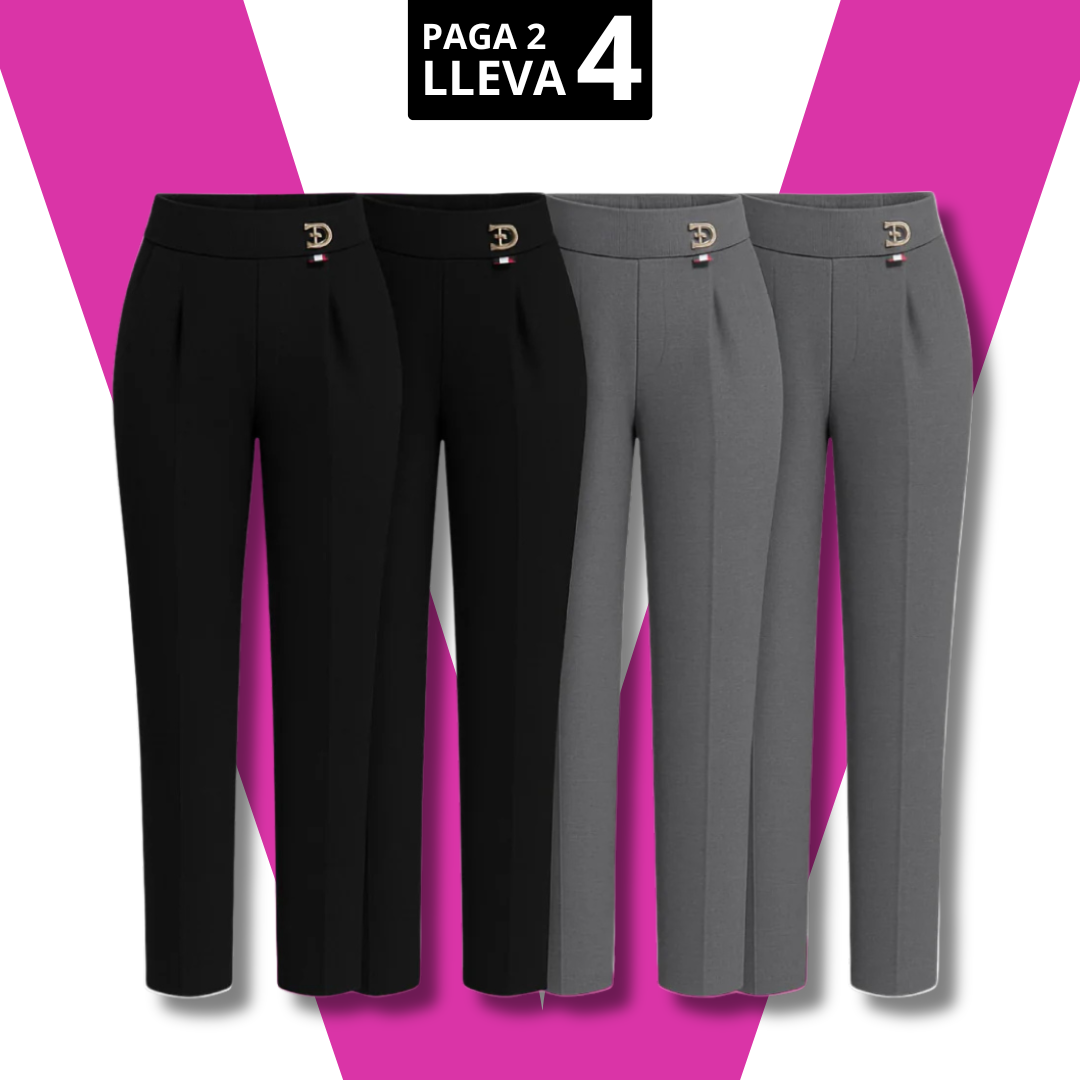 [Llevá 4, Pagá Solo 2] Pantalón Elara Femenino de Sastrería con Cintura Alta, en Seda Fría, Algodón y Lino